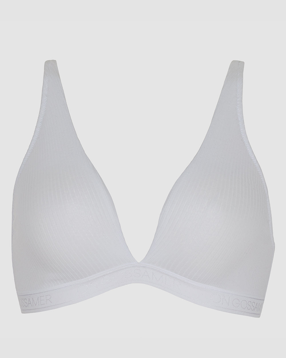 A  white Cabana Cotton Rib Plunge Bralette