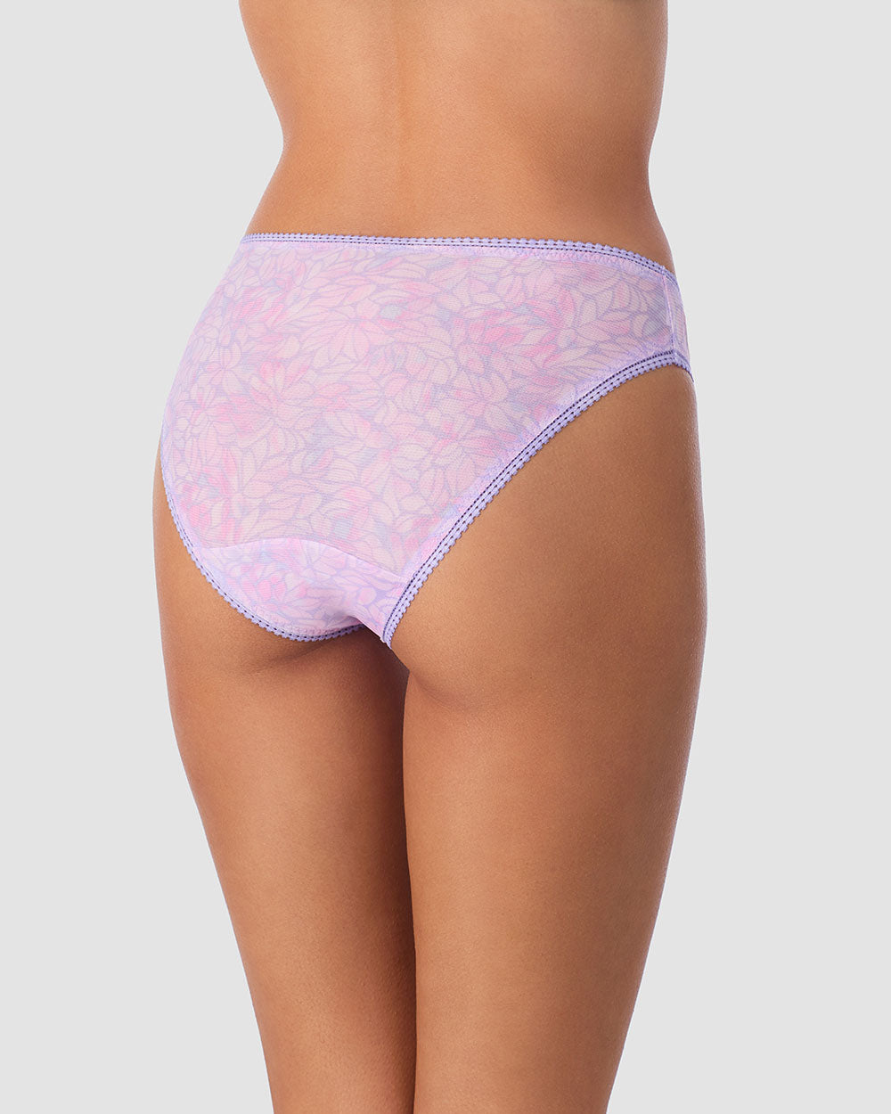 A lady wearing Triple Mesh Hip Bikini Underwear - Watercolor Petals back view