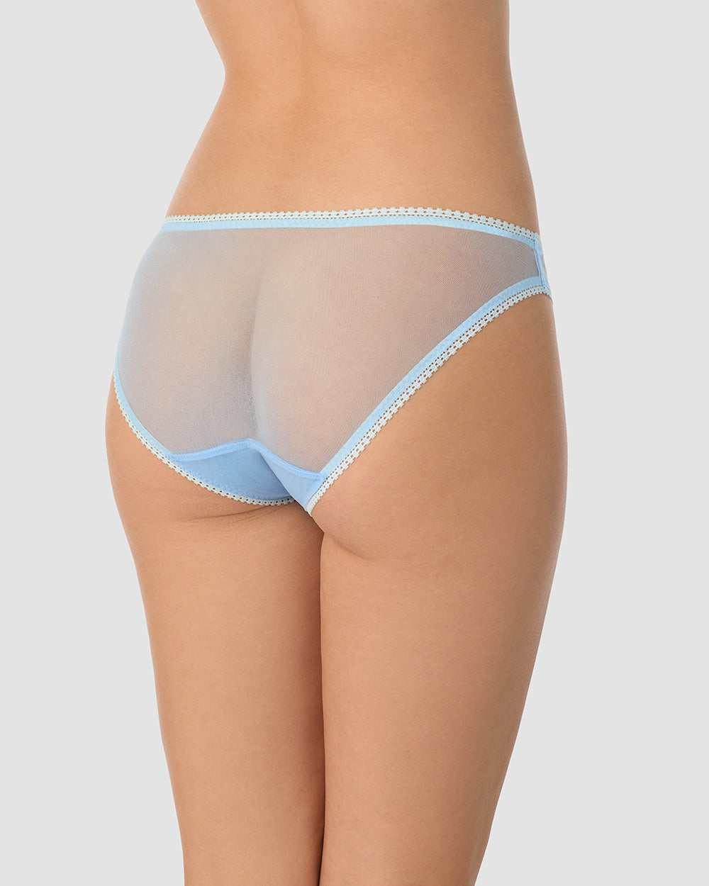 A lady wearing blue 
Gossamer Mesh Hip Bikini Underwear