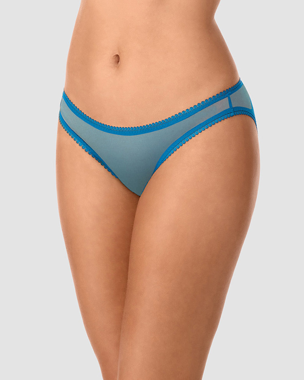 A lady wearing shifting tide Gossamer Mesh Hip Bikini Underwear