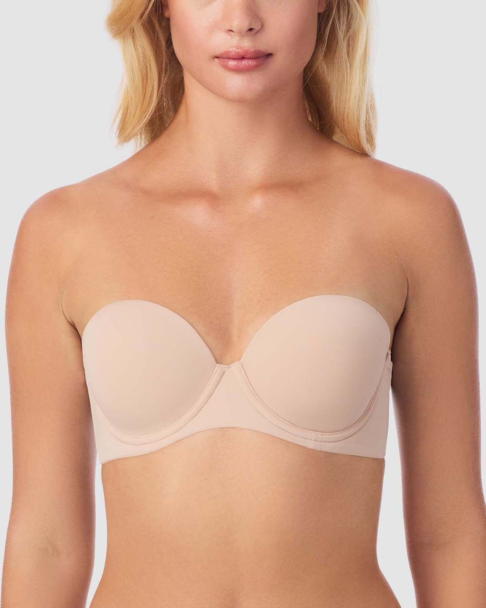 Sleek Micro Strapless Plunge - Champagne