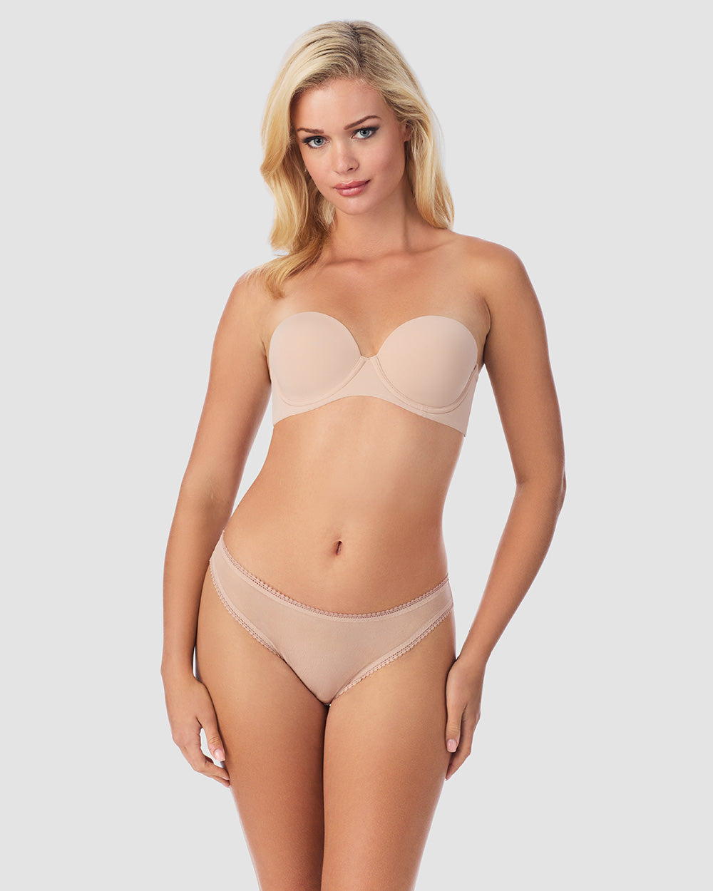 Sleek Micro Strapless Plunge - Champagne