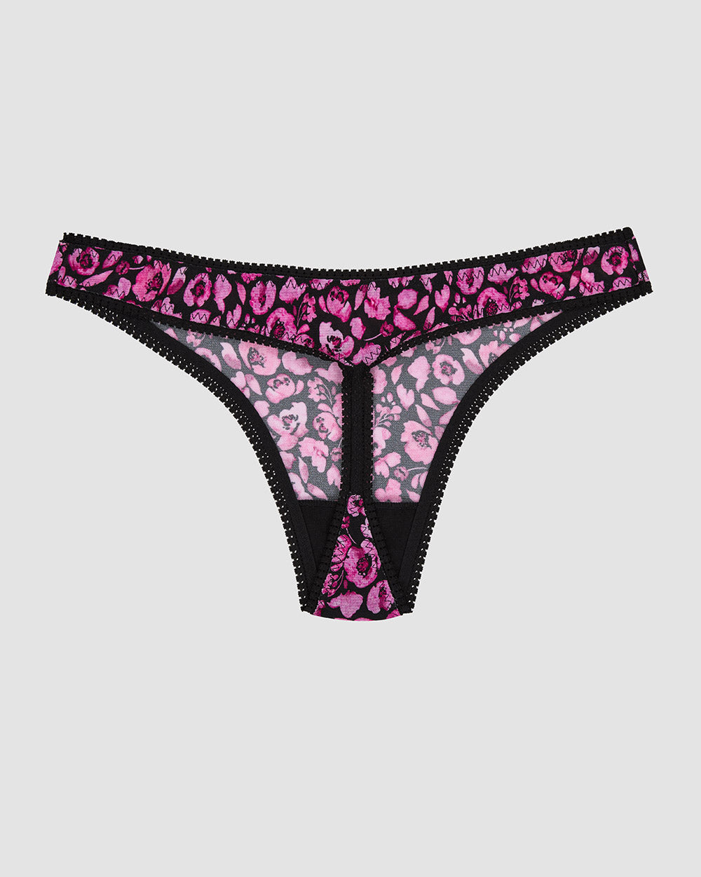 Triple Mesh Hip G Thong Underwear - Moody Floral back view