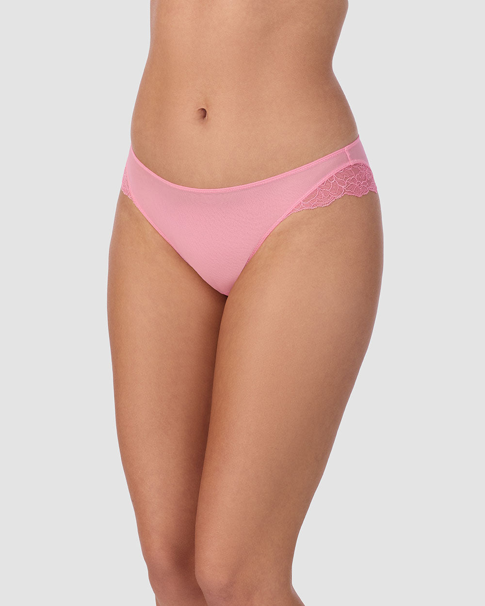 A lady wearing Luxe Lace Bikini in Plumeria