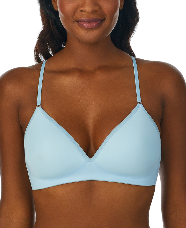 A lady wearing cerulean Next To Nothing Micro Wireless Bra