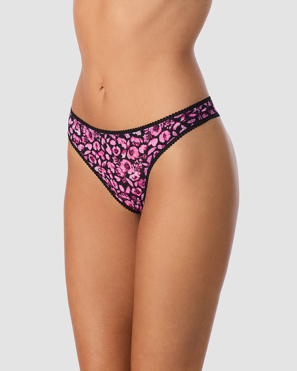 A lady wearing Triple Mesh Hip G Thong Underwear - Moody Floral