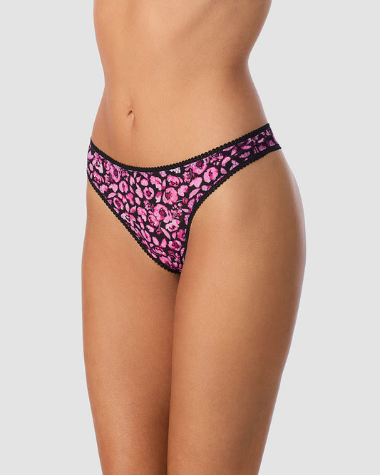A lady wearing Triple Mesh Hip G Thong Underwear - Moody Floral