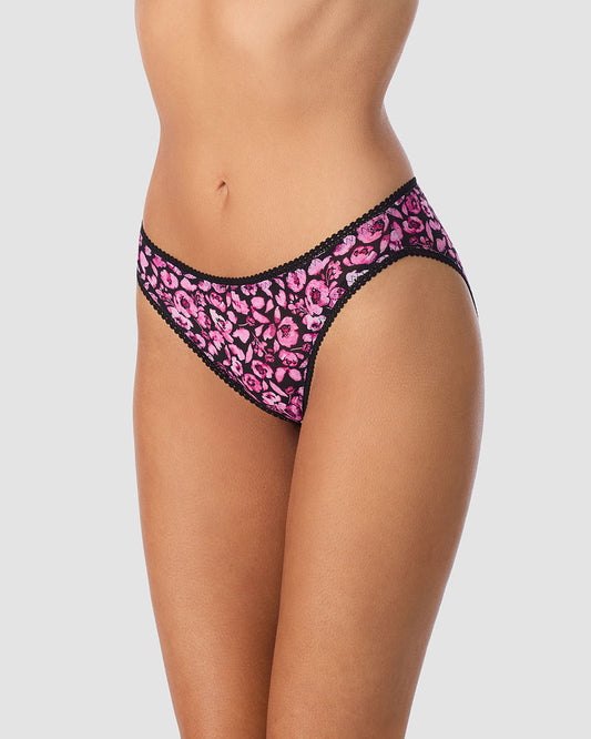 A lady wearing Triple Mesh Hip Bikini Underwear - Moody Floral