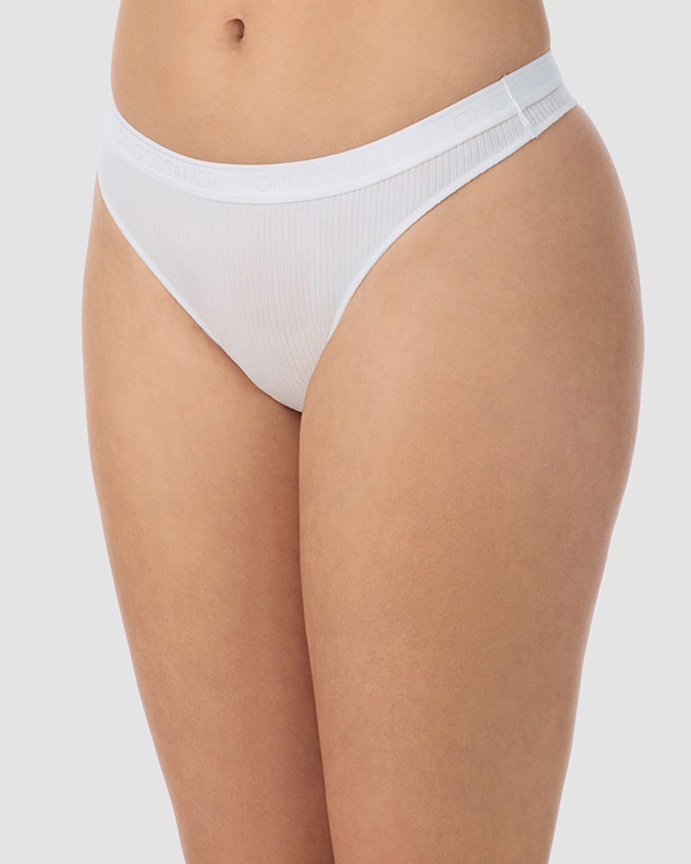 A lady wearing Cabana Cotton Rib Hip G - White