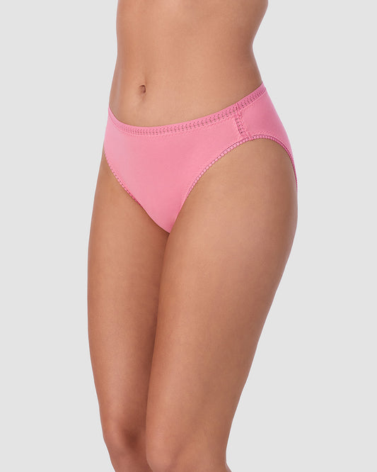 A lady wearing Cabana Cotton Hi Cut Brief Underwear  in Plumeria