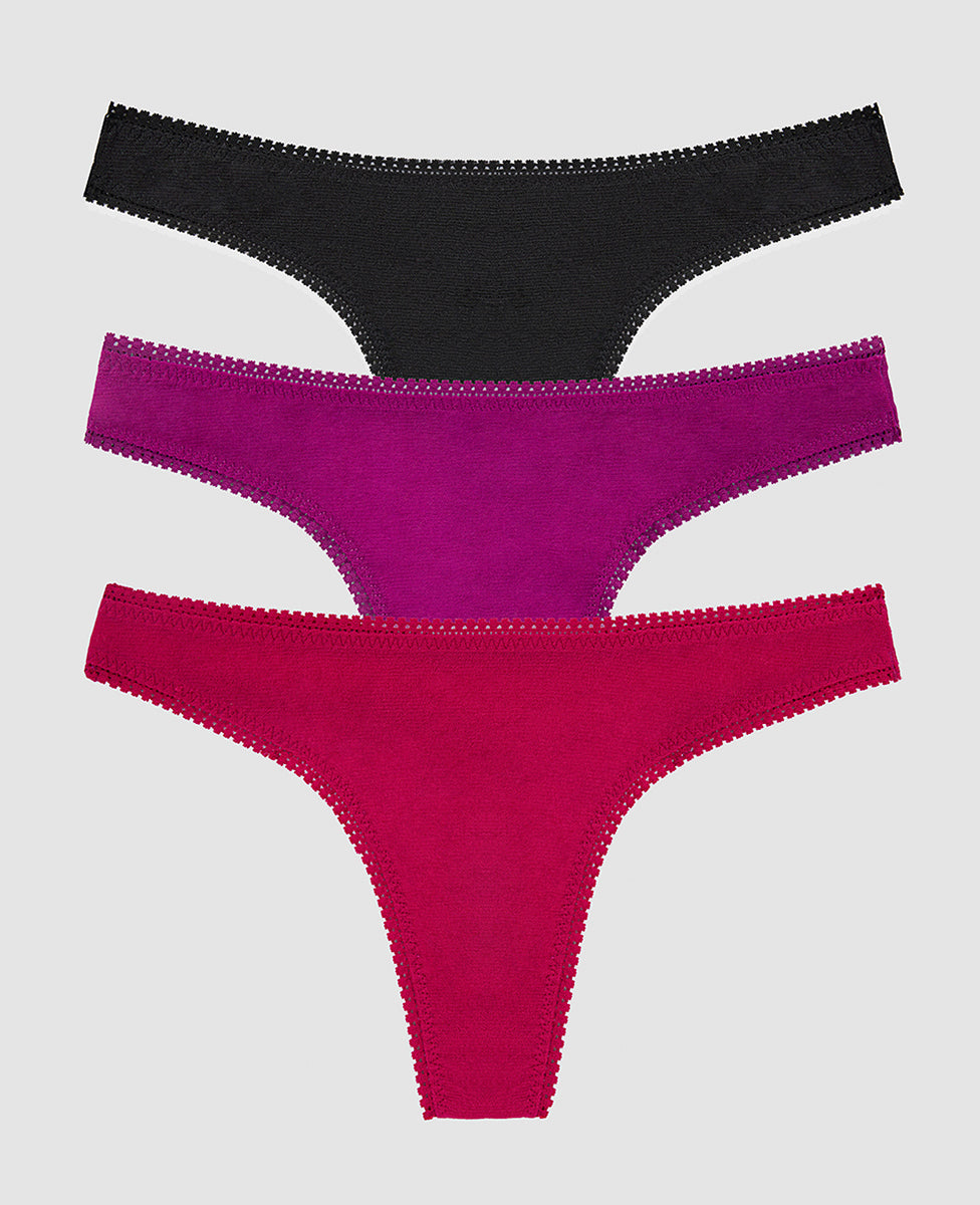 Red Hot Purple Wine Black Gossamer Mesh Hip G Thong Underwear 3 Pack 