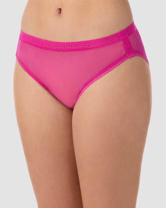 Gossamer Mesh Hi Cut Brief Underwear - Sweet Fuchsia
