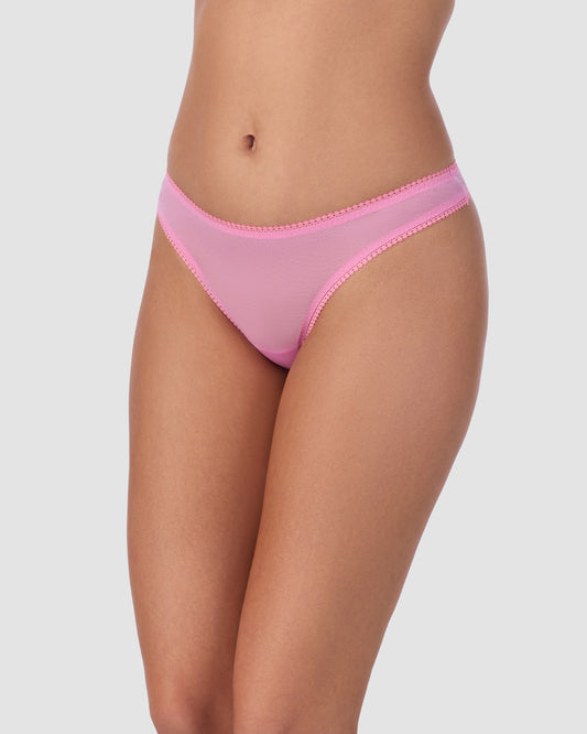A lady wearing Gossamer Mesh Hip G Thong Underwear in Wine Berry