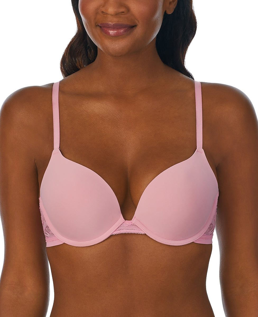 A lady wearing  Cashmere Rose Sleek Micro Push Up Bra With Lace