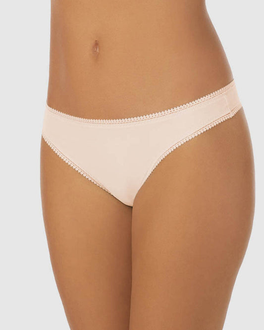 A lady wearing Champagne Cabana Cotton Hip G Thong Underwear
