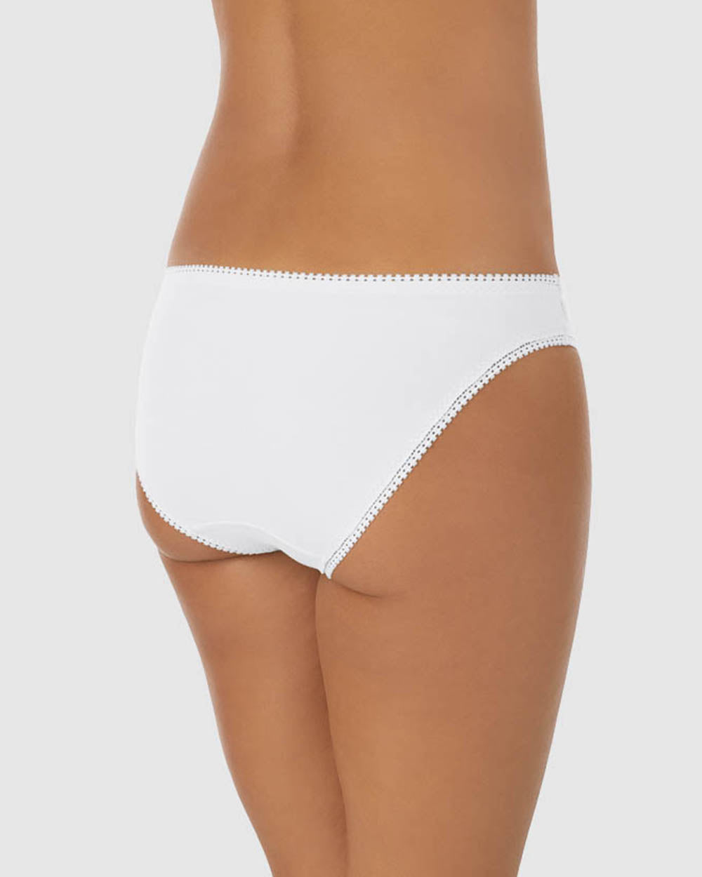 A lady wearing white Cabana Cotton Hip Bikini Underwear