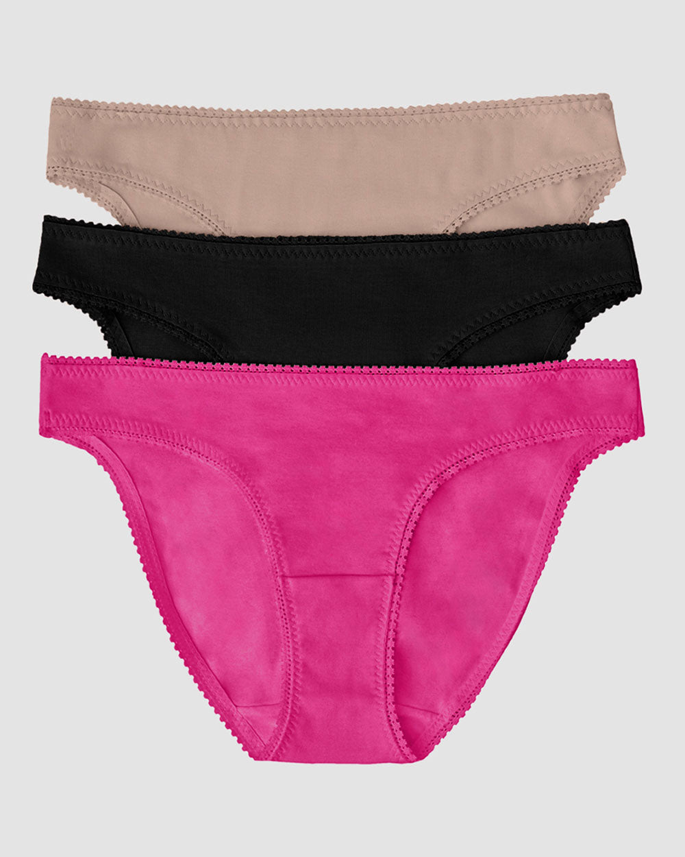 Cabana Cotton Bikini Underwear 3 Pack - Red Violet/Black/Champagne