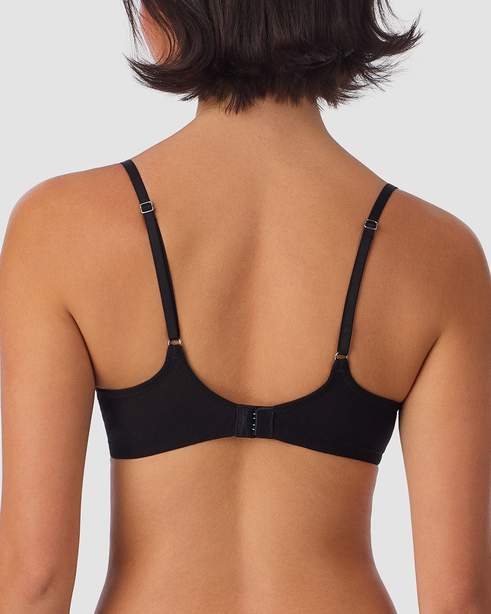 A lady wearing Gossamer Mesh Infinity T Shirt Bra - Black back view