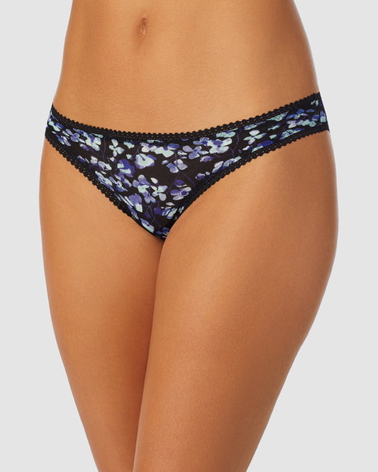 A lady wearing Triple Mesh Hip Bikini Underwear in evening blossom print