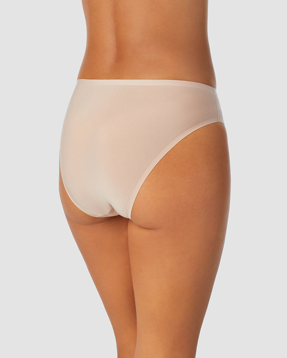 A lady wearing Champagne Heavenly Stretch Hi Cut Brief