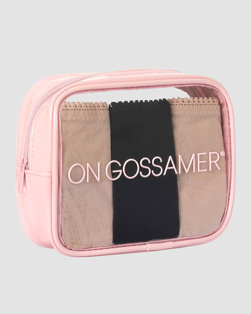 Gossamer Mesh Summer Panty Pouch champagne and black
