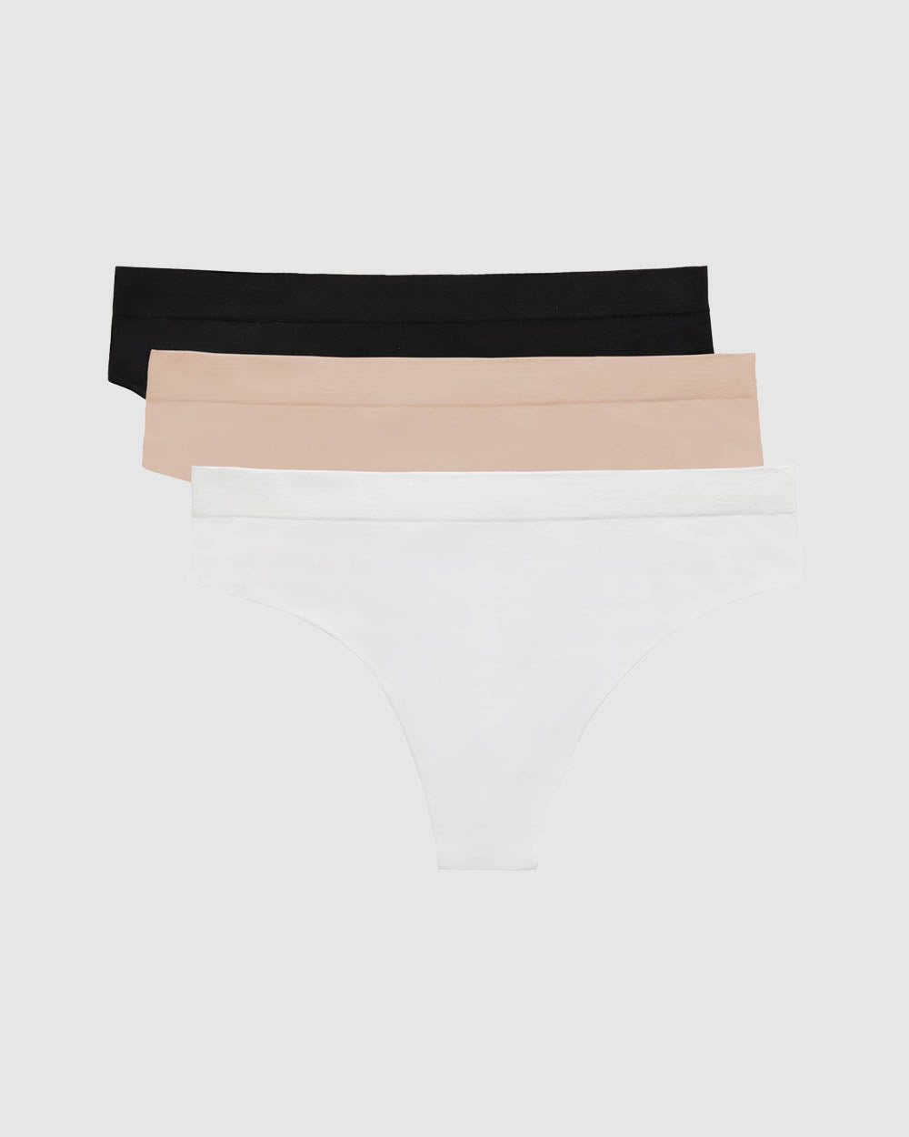 A Cabana Cotton Seamless Thong Underwear 3-Pack - Black-White-Champagne