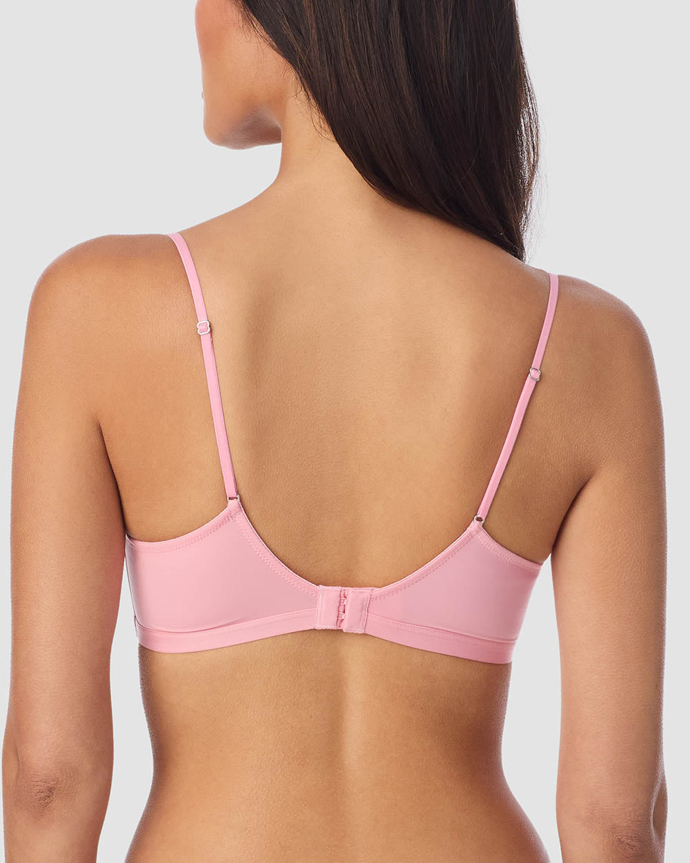 A Lady Wearing Next to Nothing Micro Wireless Bra - Peony showing back with a half close up shot