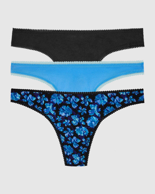 Gossamer Mesh Hip G Thong Underwear 3-Pack - Galaxy Floral
