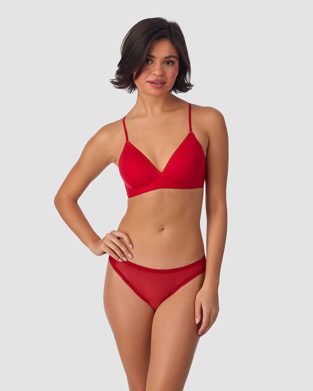 A lady wearing Next to Nothing Micro Wireless Bra looking front