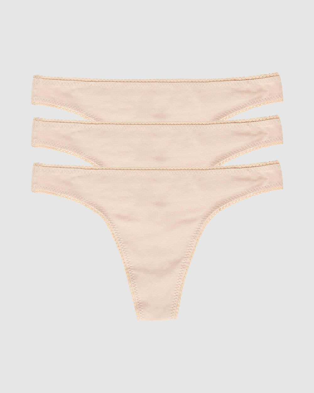 A Cabana Cotton Hip G Thong Underwear 3-Pack - Champagne