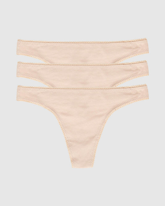 A Cabana Cotton Hip G Thong Underwear 3-Pack - Champagne