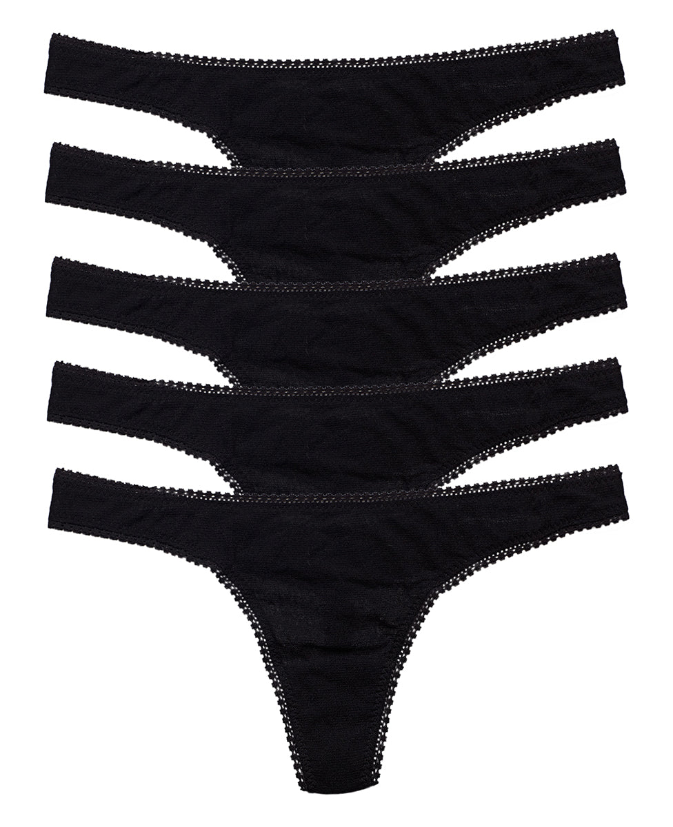 Gossamer Mesh Hip G Thong Underwear 5-Pack - Black