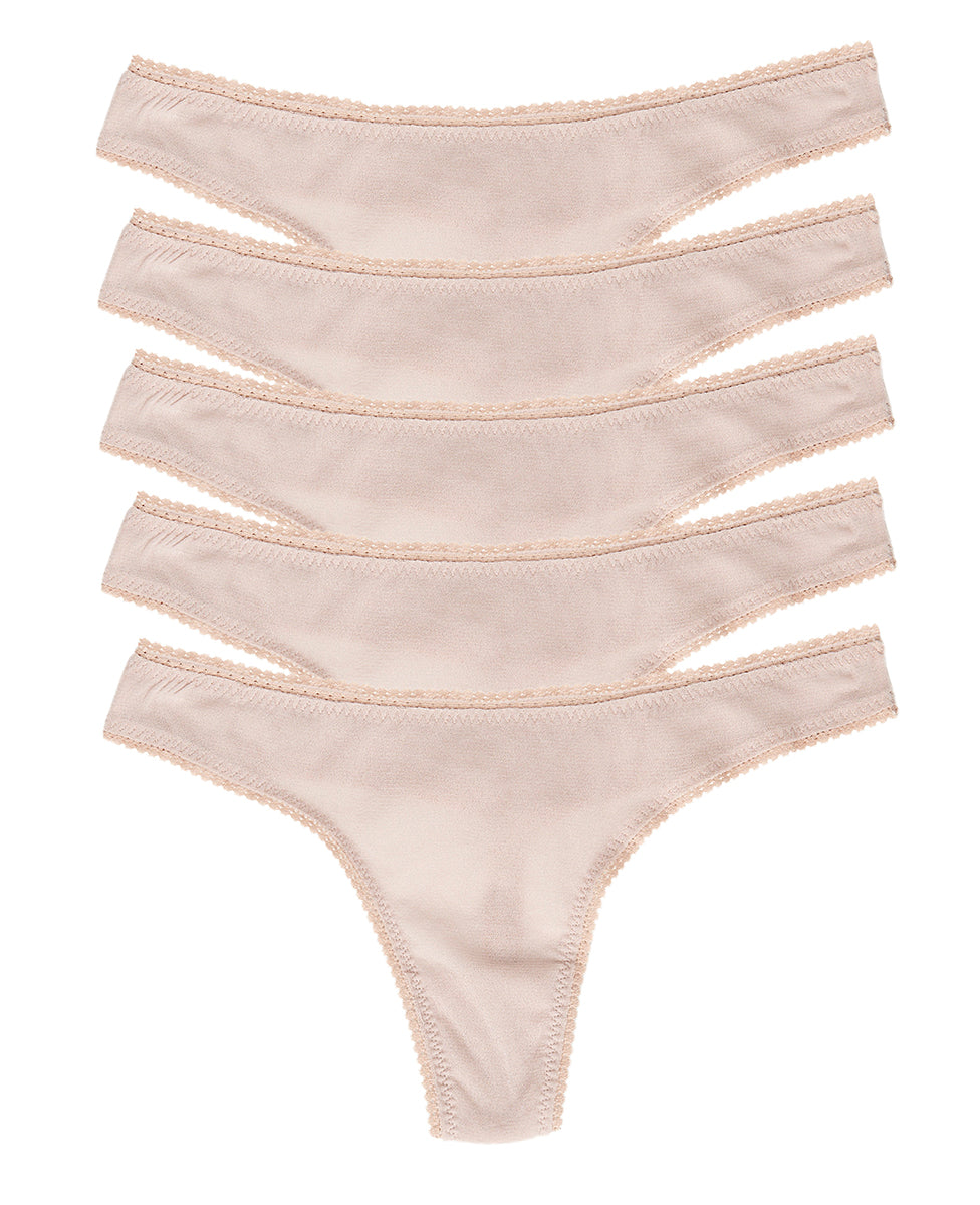 Gossamer Mesh Hip G Thong Underwear 5-Pack - Champagne