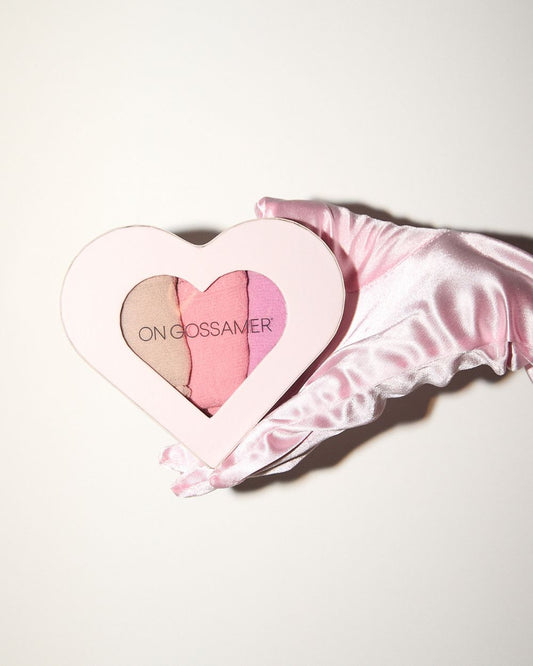 A Champagne,Pink Berry,Sunkist Coral Gossamer Mesh Hip Bikini 3 Pack Conversational Heart Box 