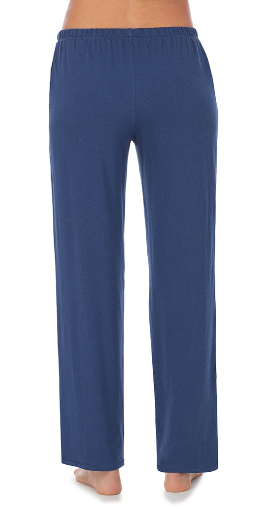 A lady wearing Slate Navy 3/4 Sleeve Contrast Trim Pajama Set