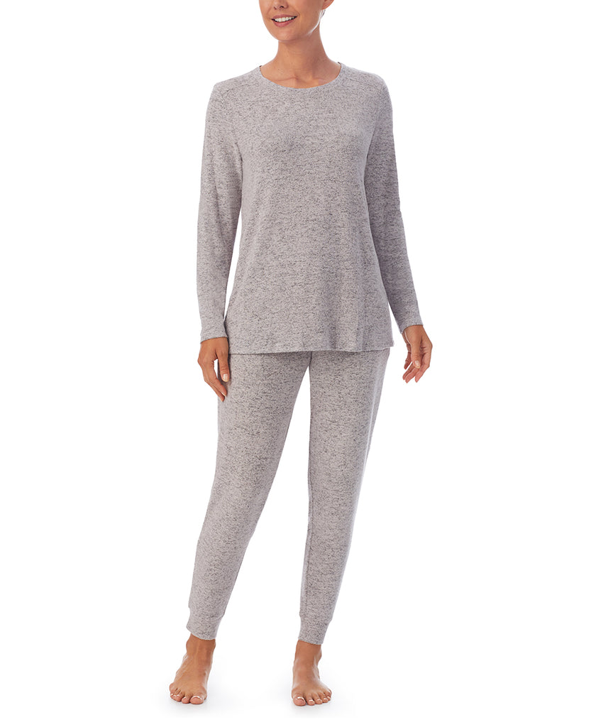 A lady wearing Heather Grey Long Sleeve Crew Neck Top 