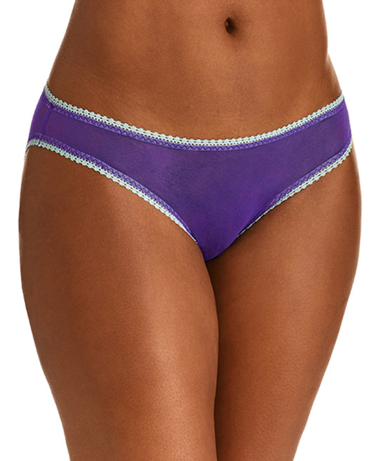 A lady wearing Dream Purple Gossamer Mesh Hip Bikini Underwear