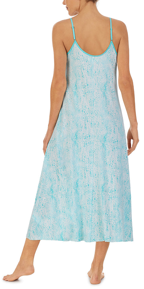 A lady wearing Aqua Animal Mesh Trim Midi Gown