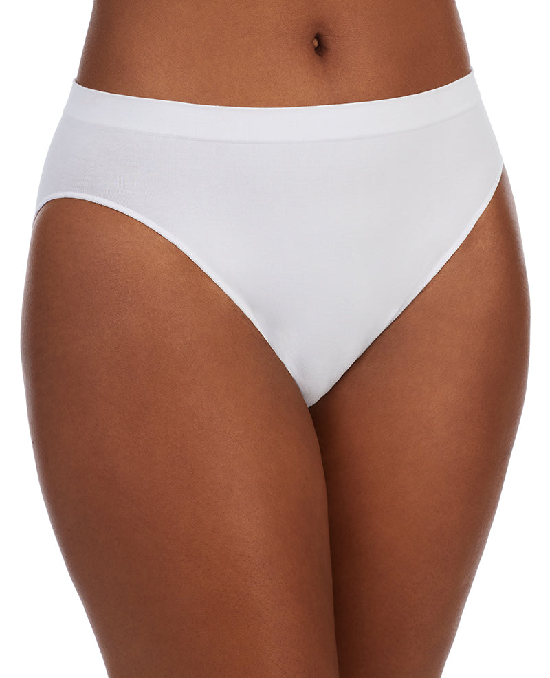 A lady wearing White Cabana Cotton Seamless High Cut Brief Underwear