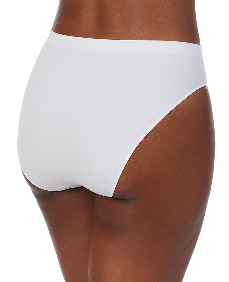 A lady wearing White Cabana Cotton Seamless High Cut Brief Underwear