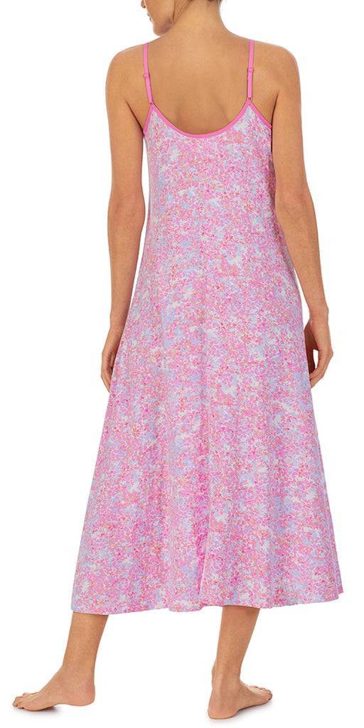 A lady wearing  Ditsy Floral Mesh Trim Midi Gown