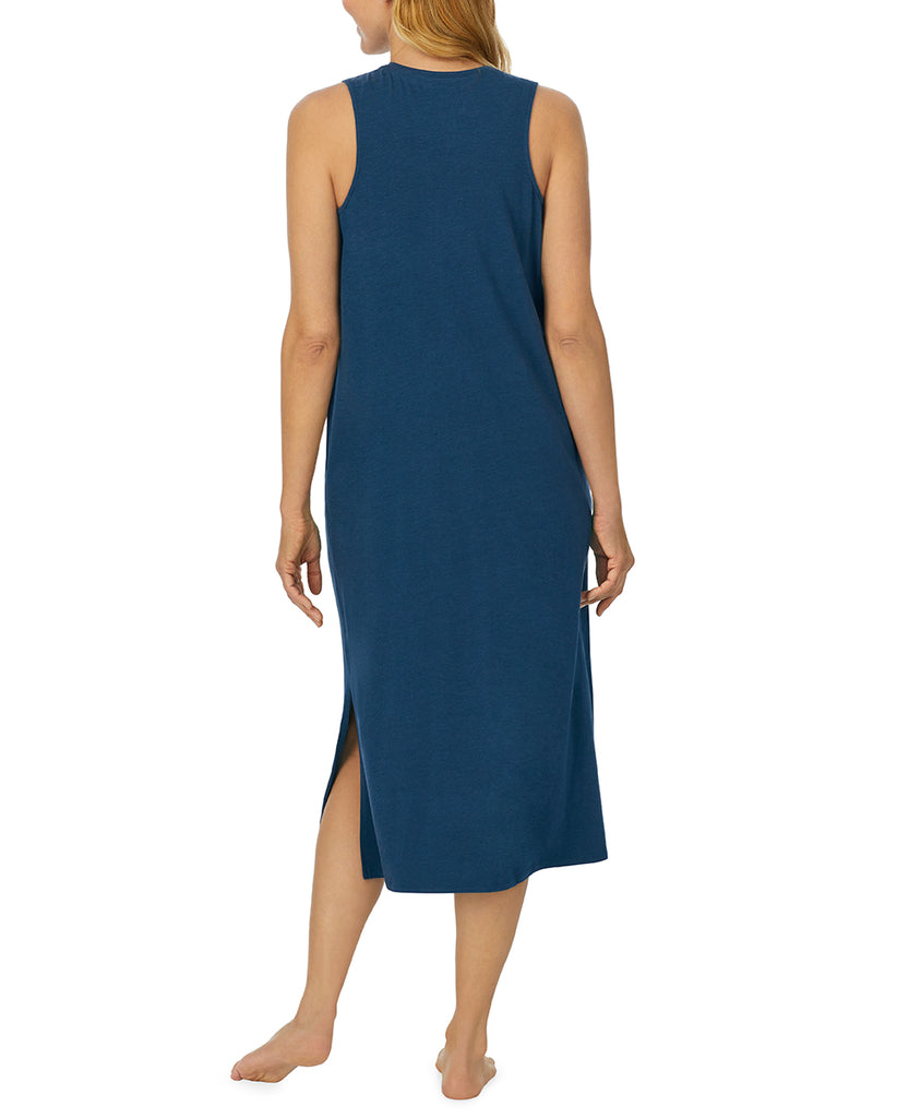 A lady wearing Slate Navy Sleeveless Contrast Trim Gown