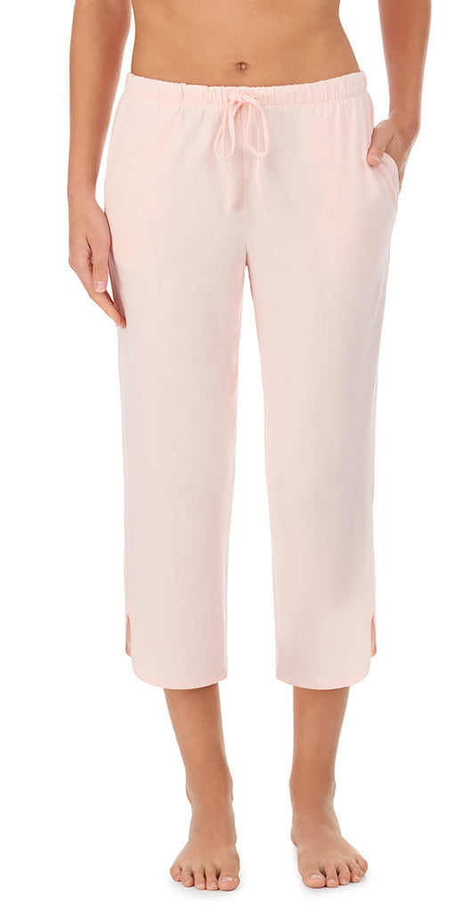 A lady wearing Blush Cropped Pajama Pant