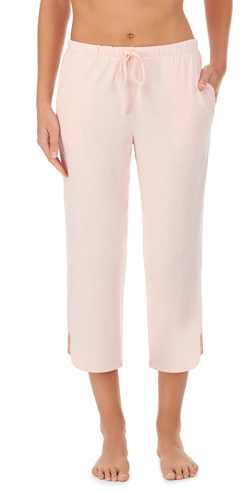 A lady wearing Blush Cropped Pajama Pant